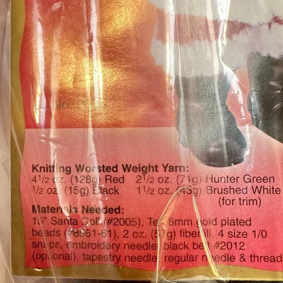 Vintage Fibre Craft Traditional Santa Doll 15 in Doll & Pattern Crochet New - Picture 6 of 6